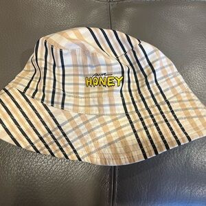 Ganni Beige and Black Plaid Hat